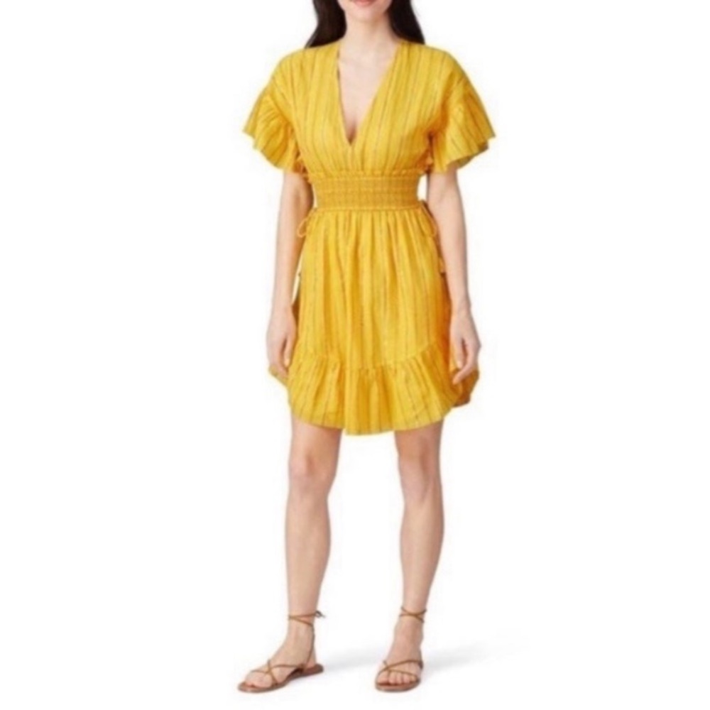 NWT Anthropologie Saylor Boho Yellow Stripe Mini Dress Size XS
